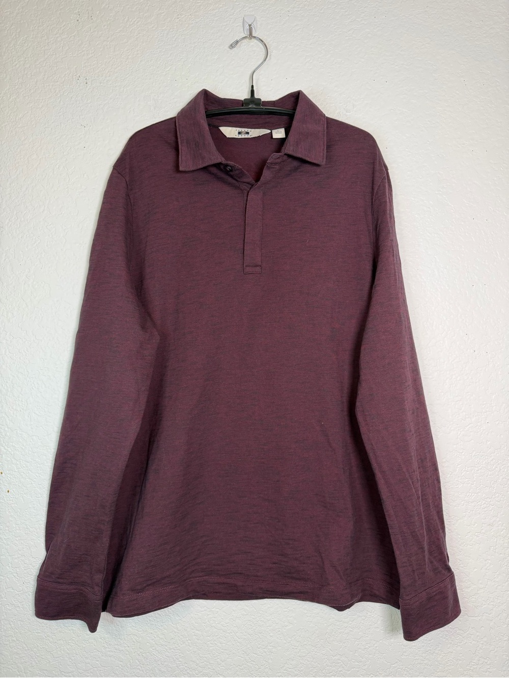 Joseph‎ Abboud Long-Sleeve Polo - Heathered Maroon, Size L